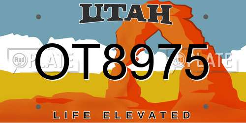 OT8975 Utah License Plate