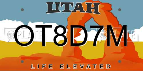 OT8D7M Utah License Plate
