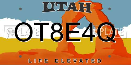OT8E4Q Utah License Plate