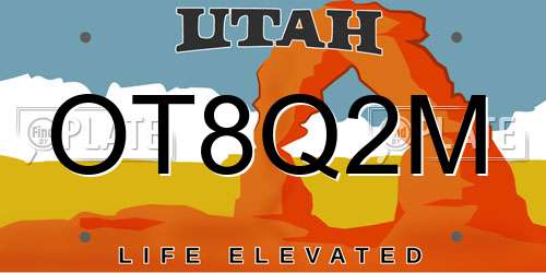 OT8Q2M Utah License Plate