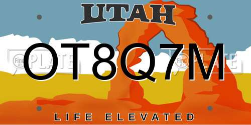 OT8Q7M Utah License Plate