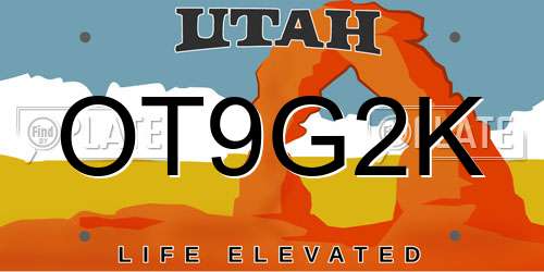 OT9G2K Utah License Plate