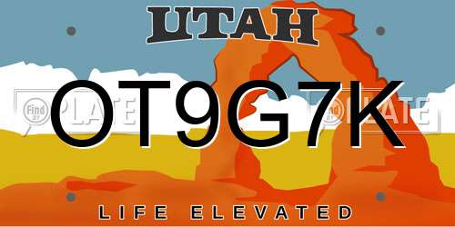OT9G7K Utah License Plate