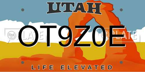 OT9Z0E Utah License Plate