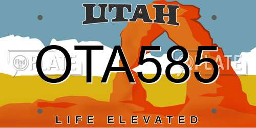 OTA585 Utah License Plate