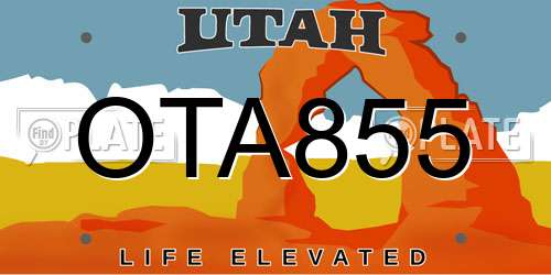 OTA855 Utah License Plate