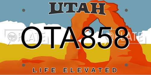 OTA858 Utah License Plate