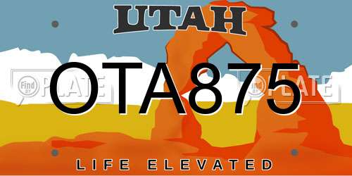 OTA875 Utah License Plate