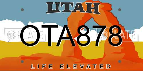 OTA878 Utah License Plate
