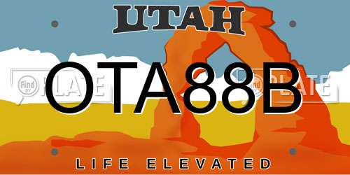 OTA88B Utah License Plate