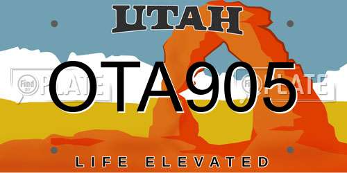 OTA905 Utah License Plate