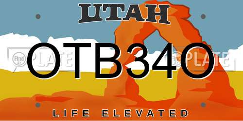 OTB34O Utah License Plate