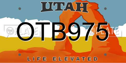 OTB975 Utah License Plate