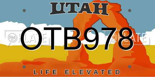 OTB978 Utah License Plate