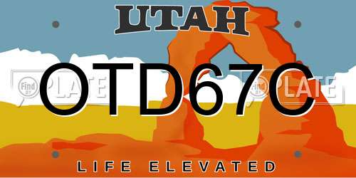 OTD67C Utah License Plate