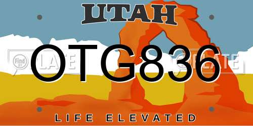 OTG836 Utah License Plate