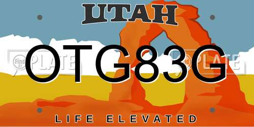 OTG83G Utah License Plate