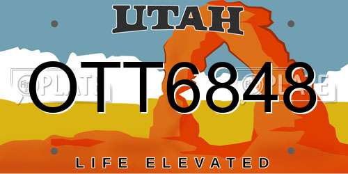 OTT6848 Utah License Plate