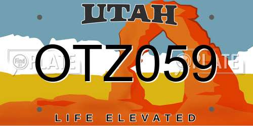 OTZ059 Utah License Plate