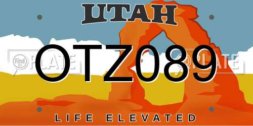 OTZ089 Utah License Plate