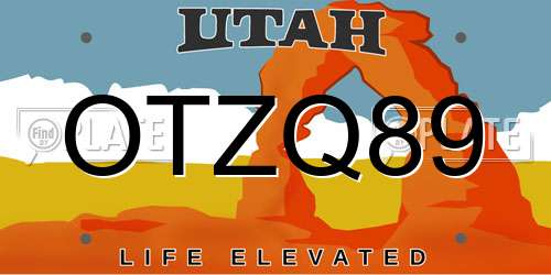 OTZQ89 Utah License Plate