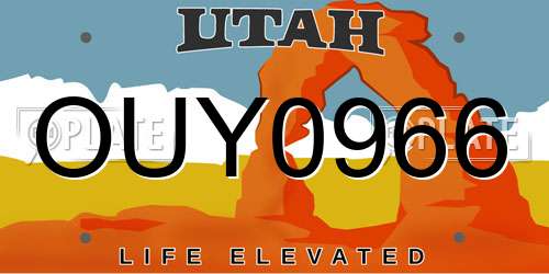OUY0966 Utah License Plate