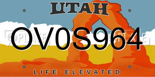 OV0S964 Utah License Plate
