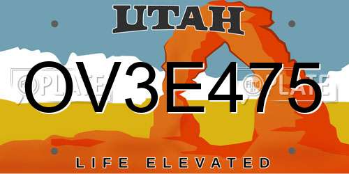 OV3E475 Utah License Plate