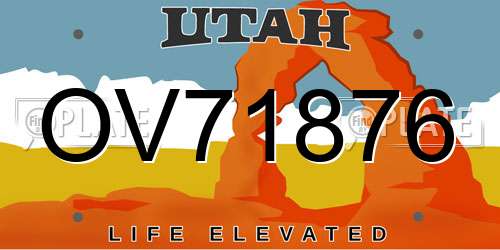 OV71876 Utah License Plate