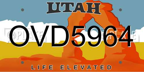 OVD5964 Utah License Plate