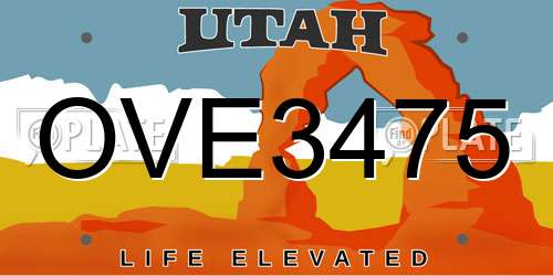 OVE3475 Utah License Plate