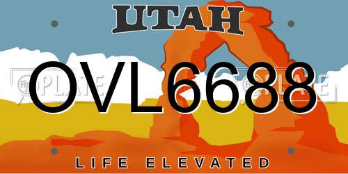 OVL6688 Utah License Plate