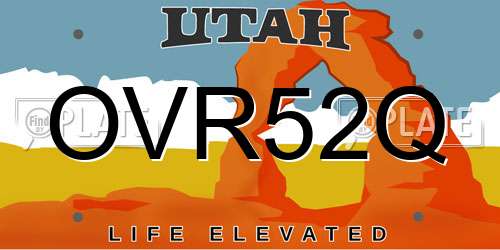 OVR52Q Utah License Plate