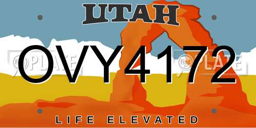 OVY4172 Utah License Plate