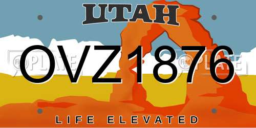 OVZ1876 Utah License Plate