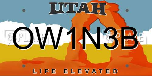 OW1N3B Utah License Plate