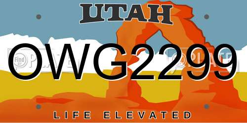 OWG2299 Utah License Plate
