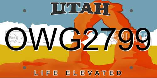 OWG2799 Utah License Plate