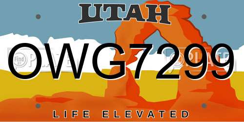 OWG7299 Utah License Plate