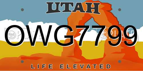 OWG7799 Utah License Plate