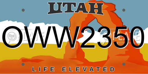 OWW2350 Utah License Plate