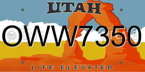 OWW7350 Utah License Plate