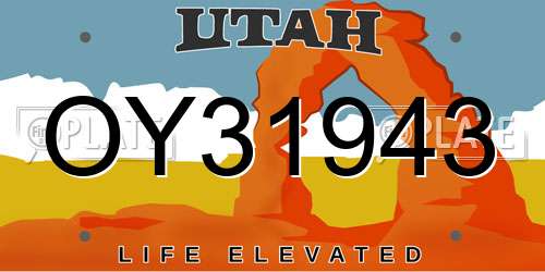 OY31943 Utah License Plate
