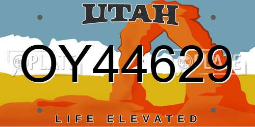 OY44629 Utah License Plate