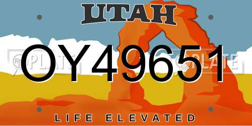 OY49651 Utah License Plate