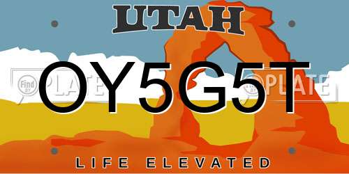 OY5G5T Utah License Plate