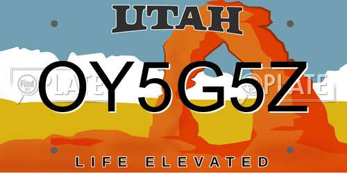 OY5G5Z Utah License Plate