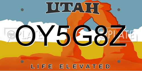 OY5G8Z Utah License Plate