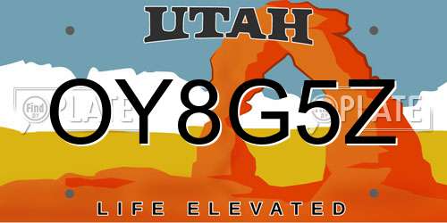 OY8G5Z Utah License Plate