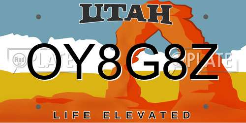 OY8G8Z Utah License Plate